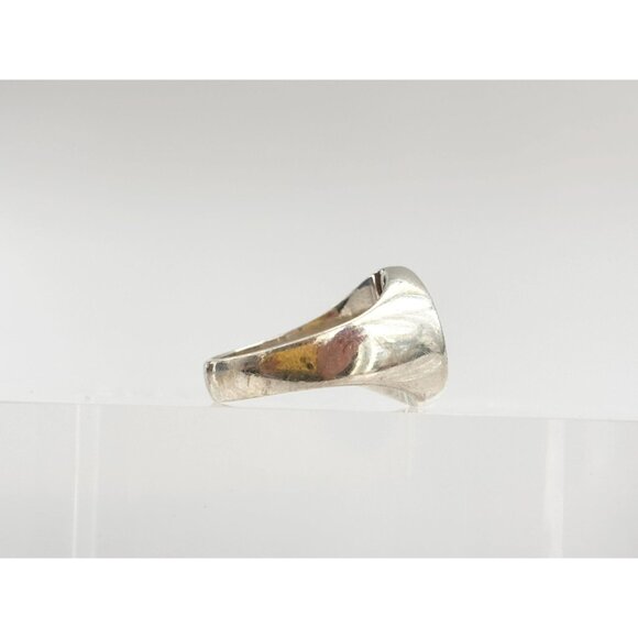 Yin Yang Chunky Signet Flat Top Statement 925 Sterling Silver Vintage Ring - Picture 11 of 12